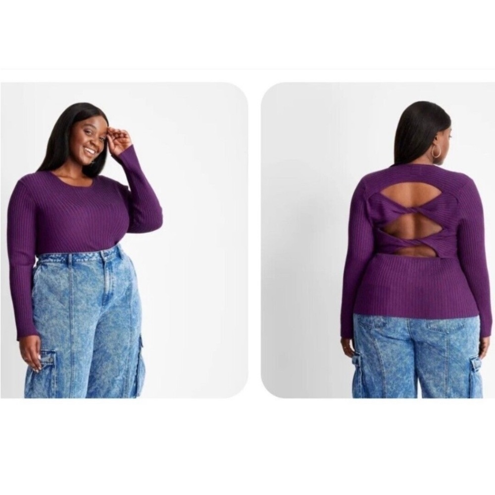 Future Collective Kahlana Barfield
Brown Twisted Back Sweater Purple new - Picture 3 of 8